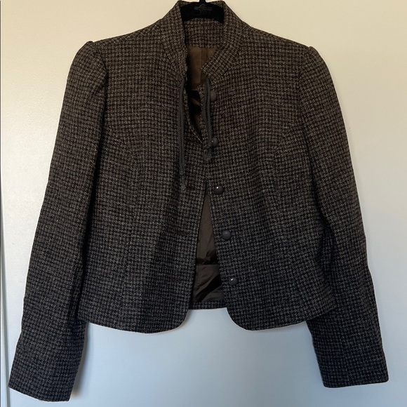 Vintage Cropped Brown Checkered Tweed Jacket - Picture 10 of 10